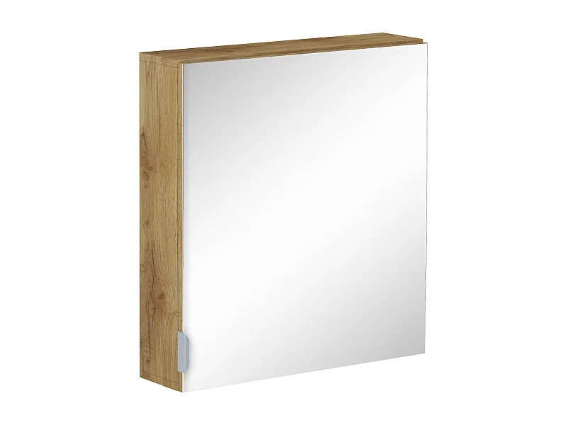 Atlas-Armoire de toilette murale avec miroir 1 porte aspect chêne