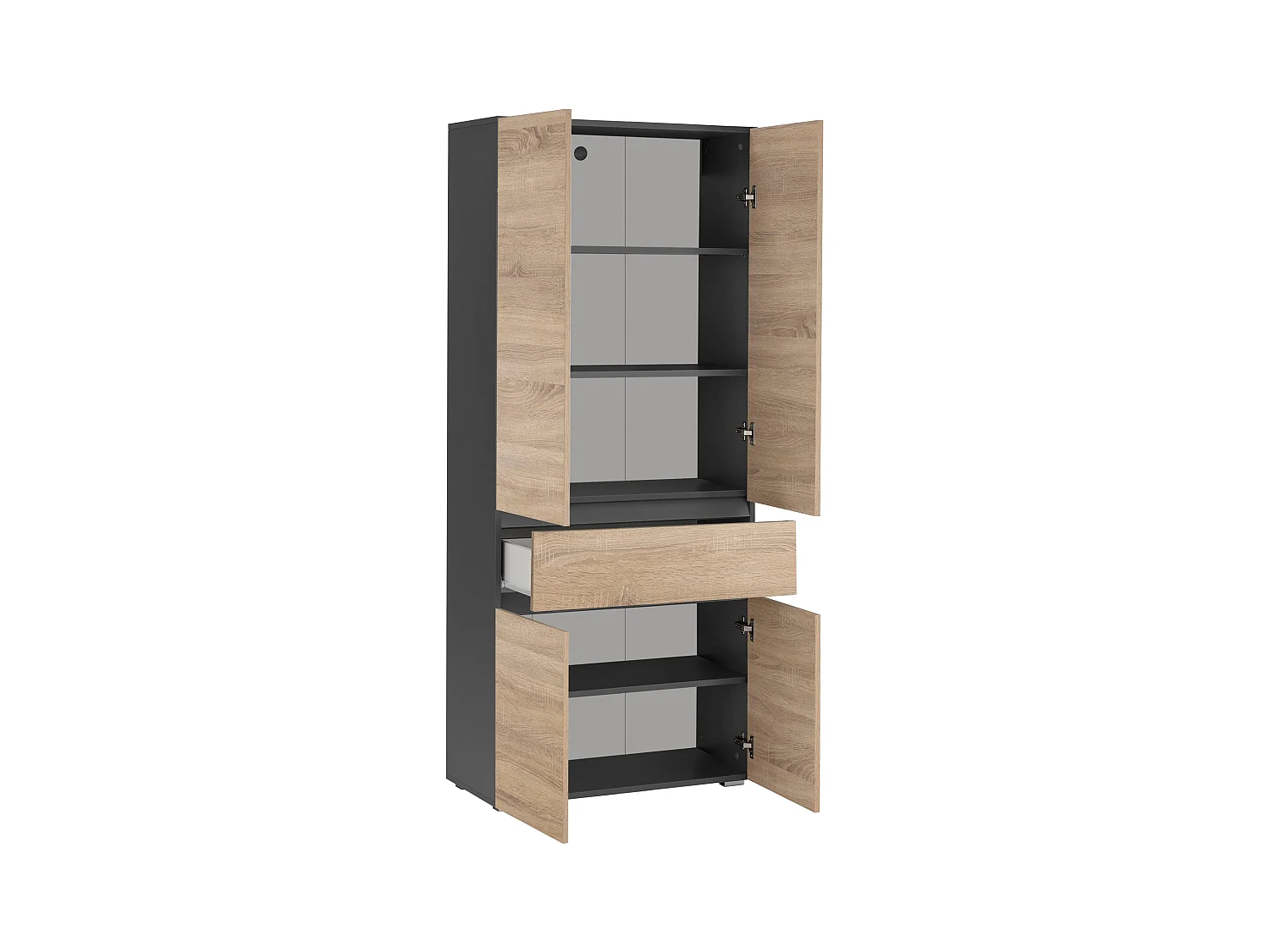 Wisla -Badkamerkast met 4 deuren 1 lade in eiken look antraciet