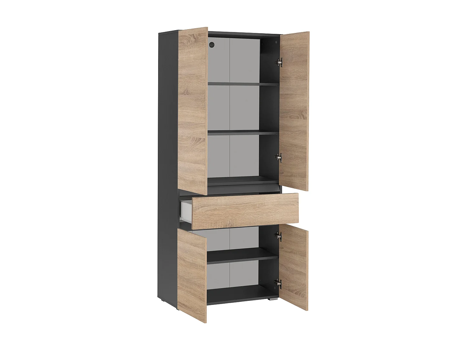 Wisla  | Meuble de salle de bain avec 4 portes 1 tiroir en aspect chêne anthracite