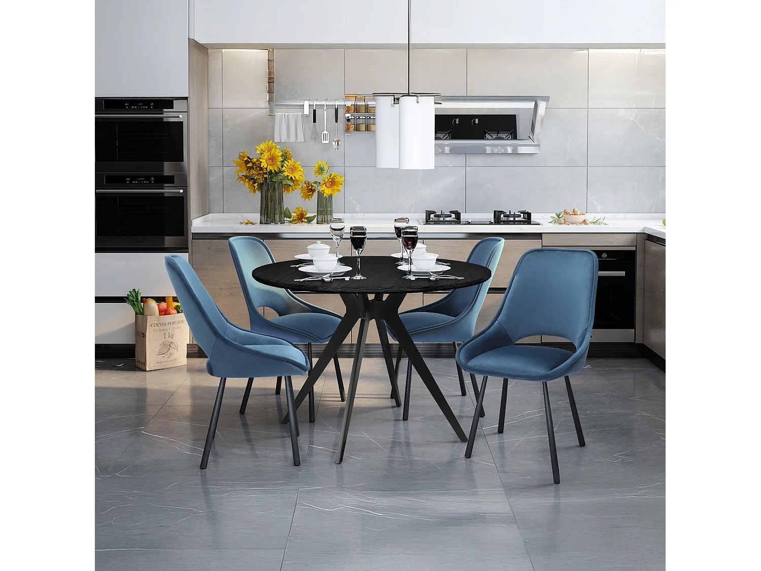 Philip-Eettafel 110 cm in houtlook zwart