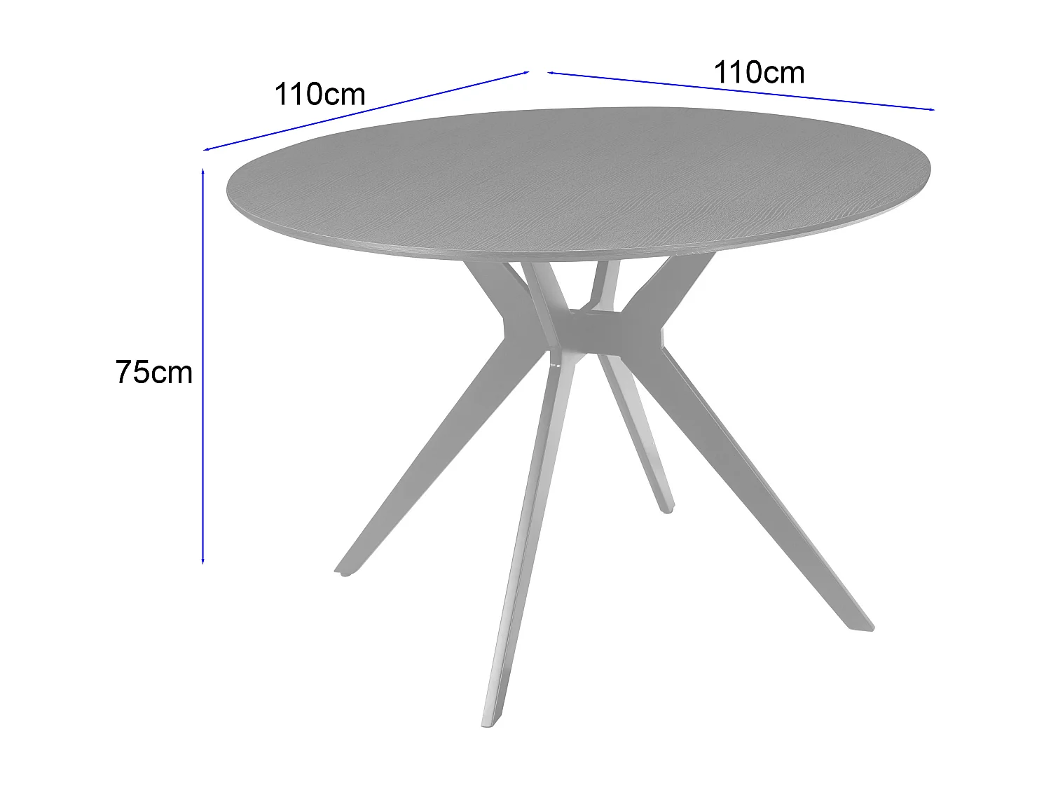 Philip-Eettafel 110 cm in houtlook zwart