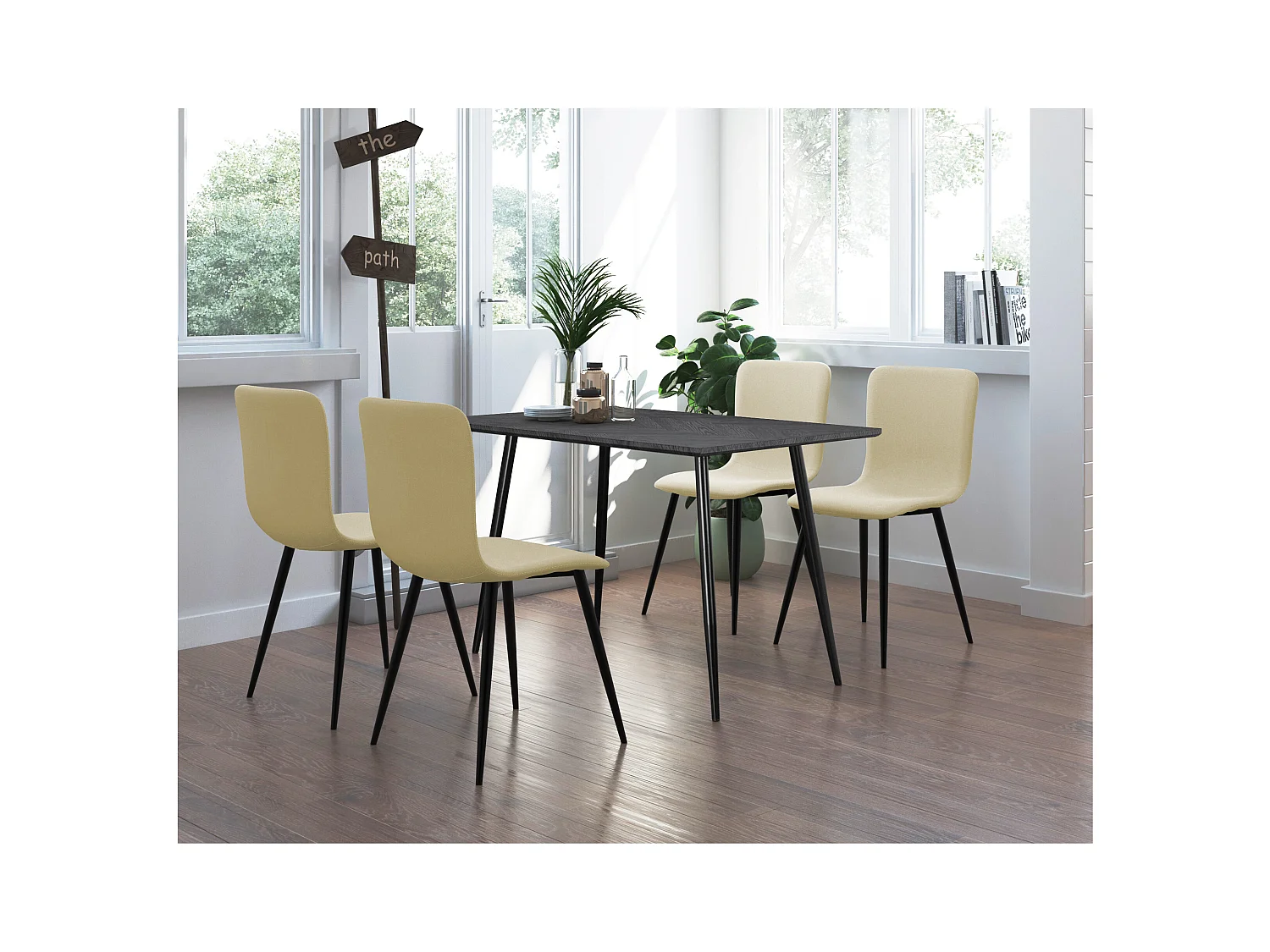 Monza | Table de salle à manger 120 Fishbone Chêne gris noir