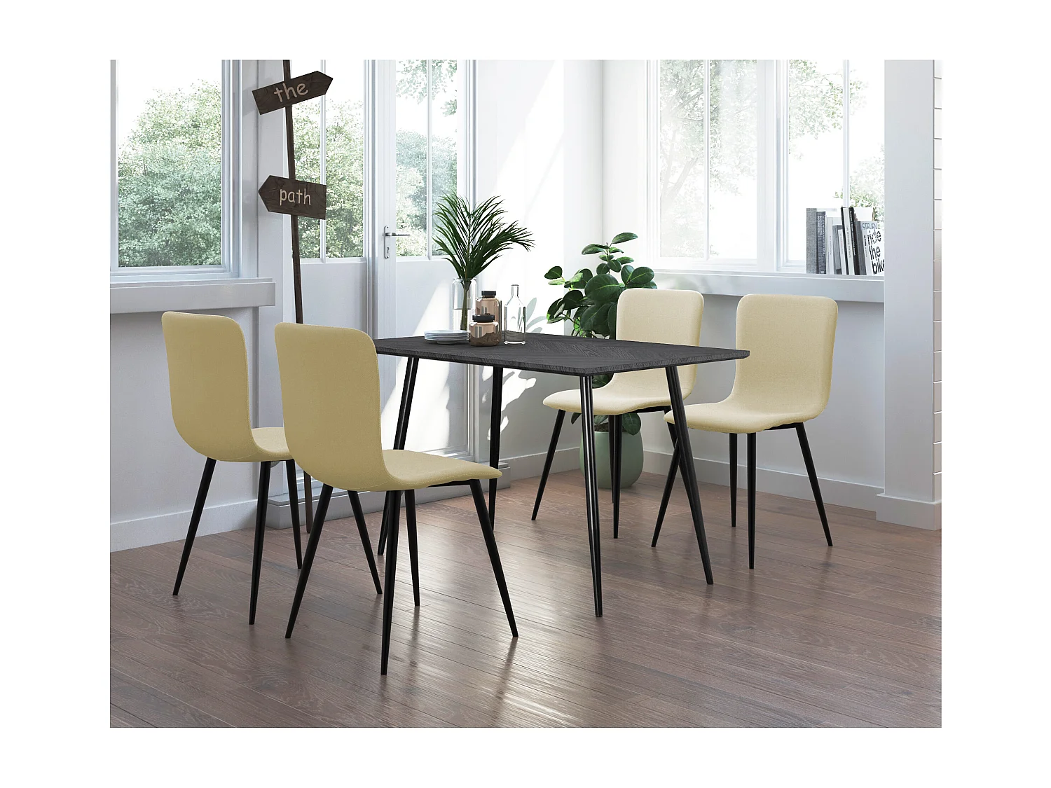 Monza | Table de salle à manger 120 Fishbone Chêne gris noir