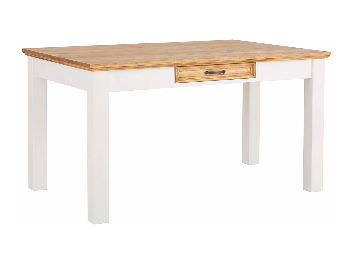 Selma | Table à manger 140 cm avec 1 tiroir en pin blanc