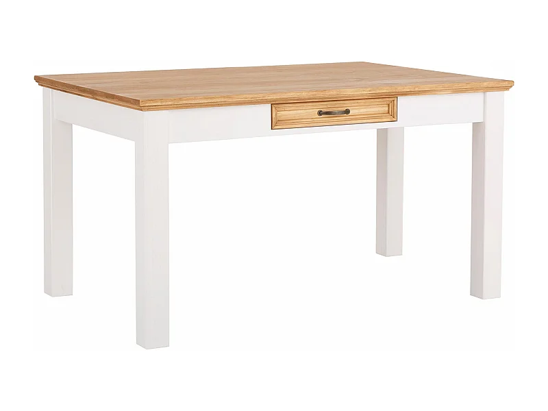 Selma | Table à manger 140 cm avec 1 tiroir en pin blanc
