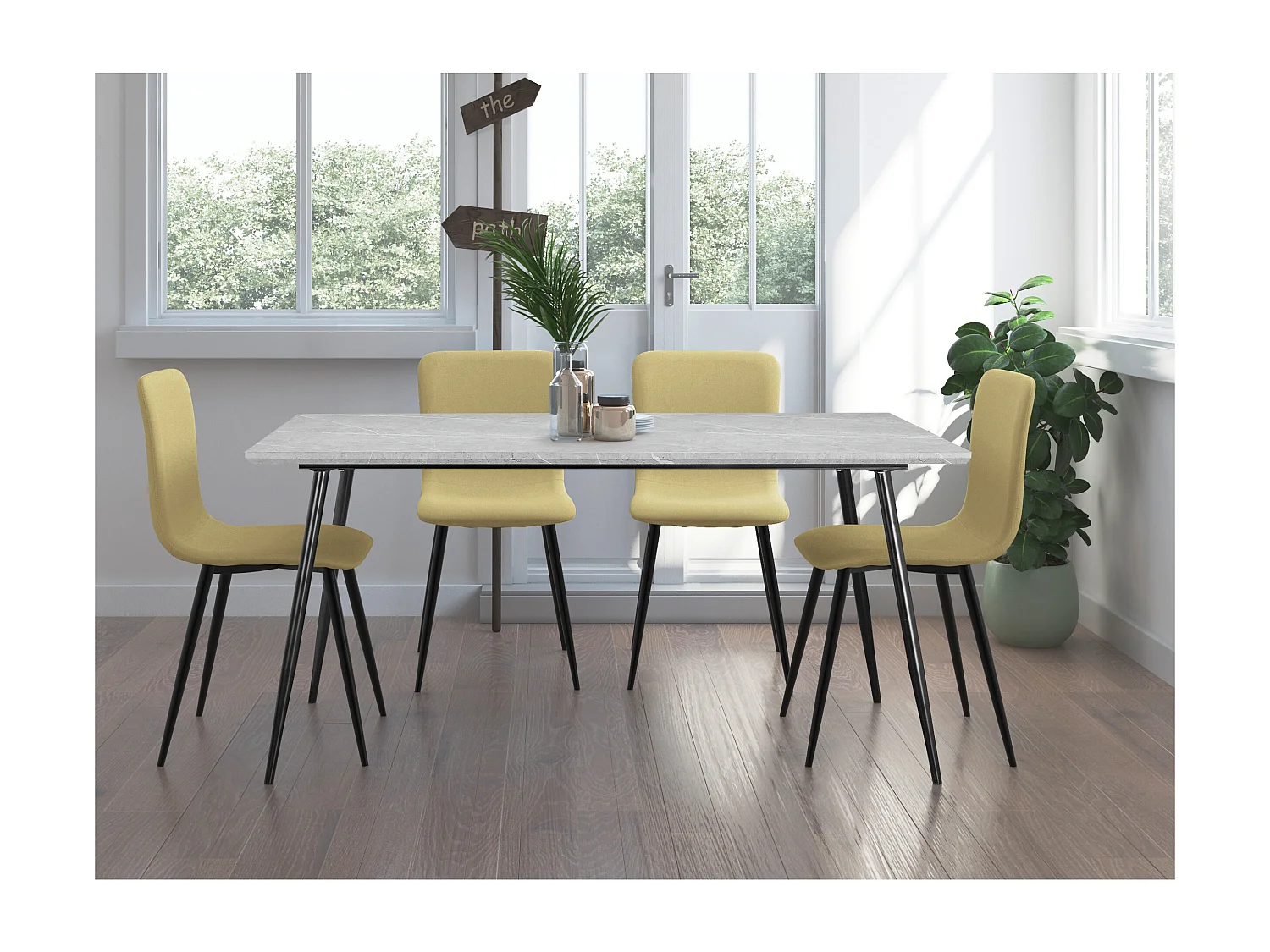 Monza | Table à manger 160 8 personnes aspect pierre / Noir