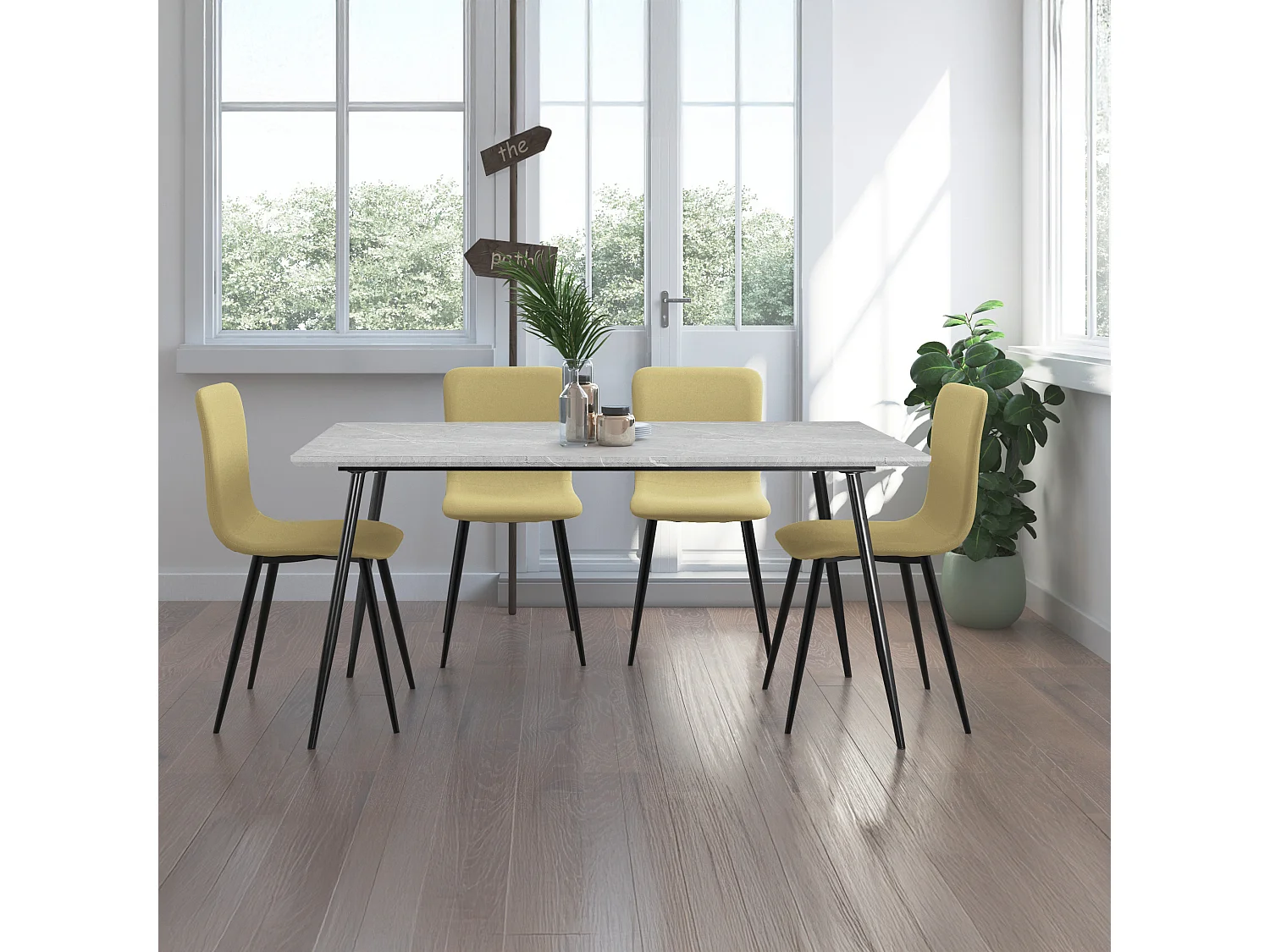 Monza | Table à manger 160 8 personnes aspect pierre / Noir