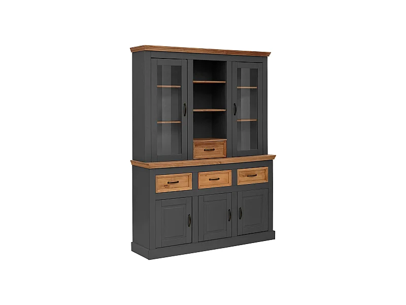 Selma | Buffet avec 5 portes et 4 tiroirs en pin anthracite