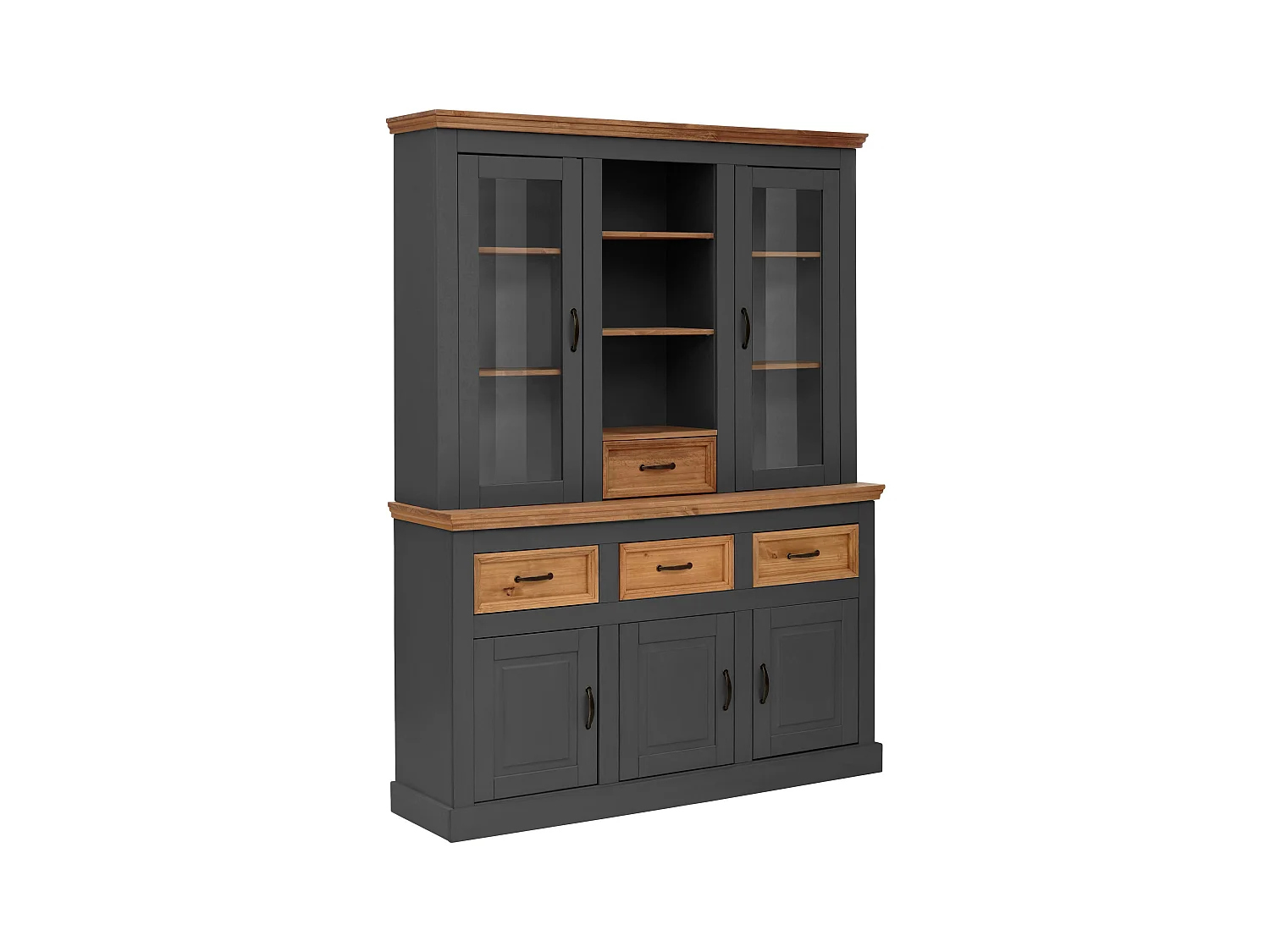 Selma | Buffet avec 5 portes et 4 tiroirs en pin anthracite