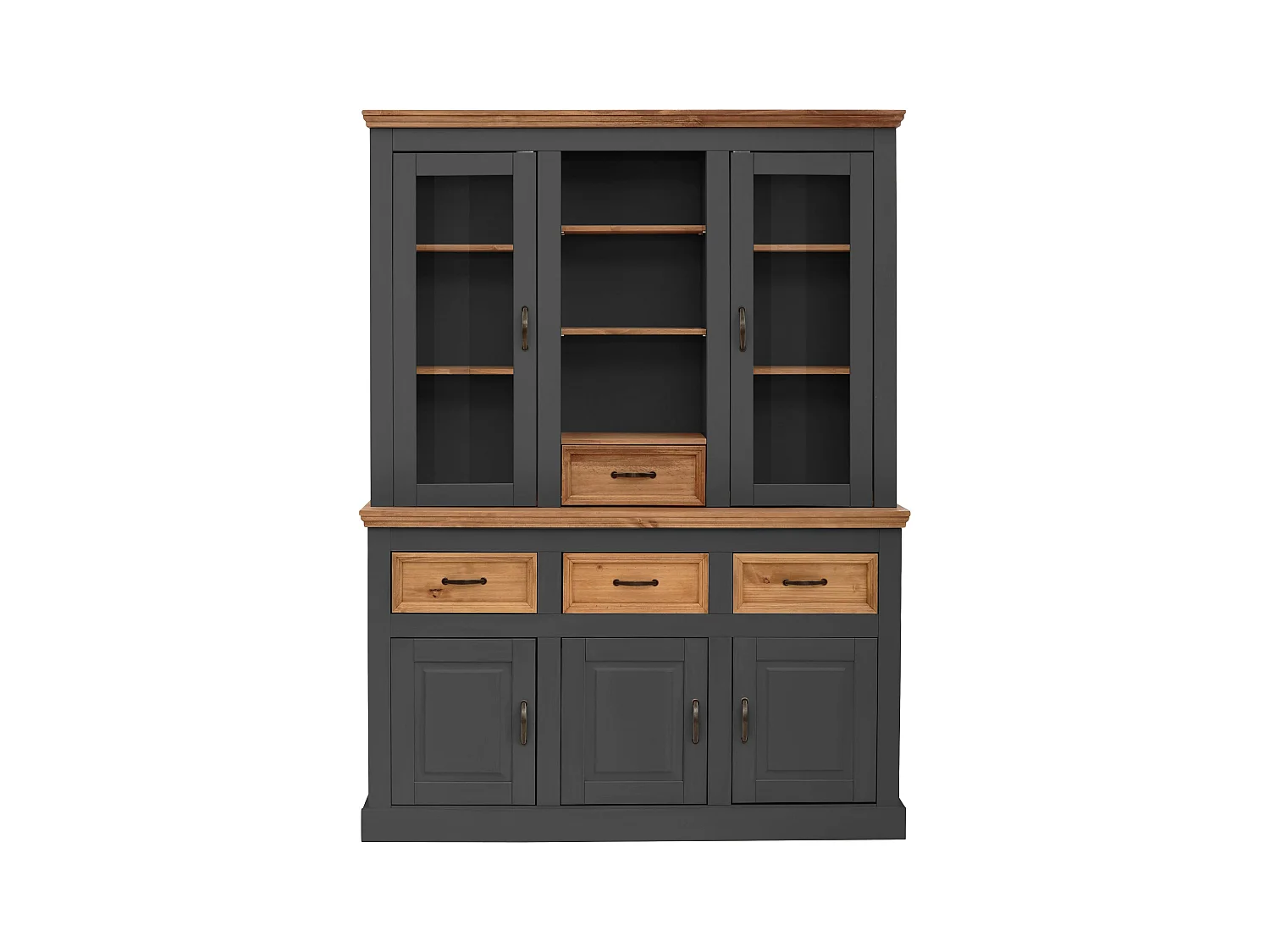 Selma | Buffet avec 5 portes et 4 tiroirs en pin anthracite