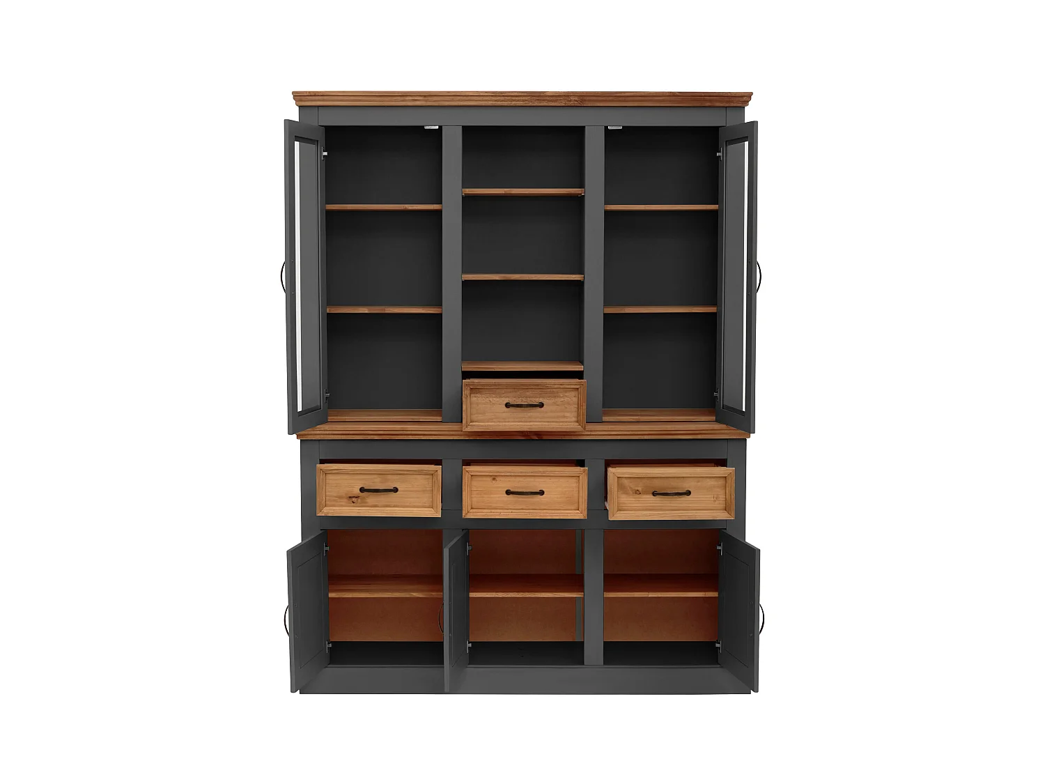 Selma | Buffet avec 5 portes et 4 tiroirs en pin anthracite