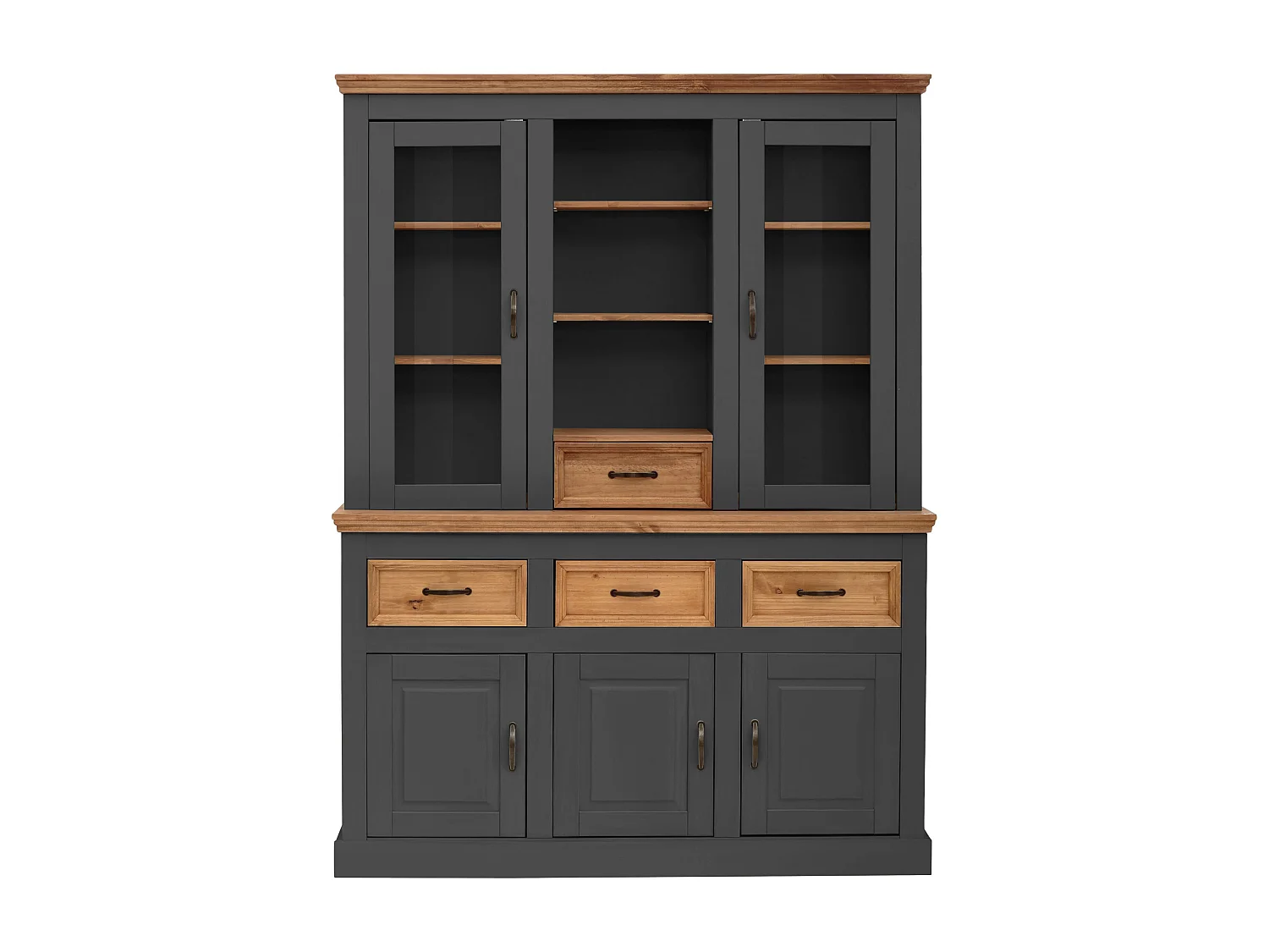 Selma | Buffet avec 5 portes et 4 tiroirs en pin anthracite