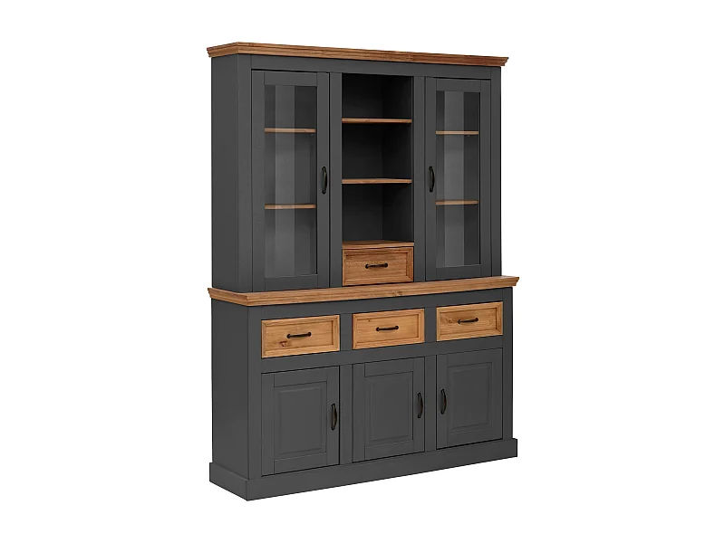 Selma | Buffet avec 5 portes et 4 tiroirs en pin anthracite