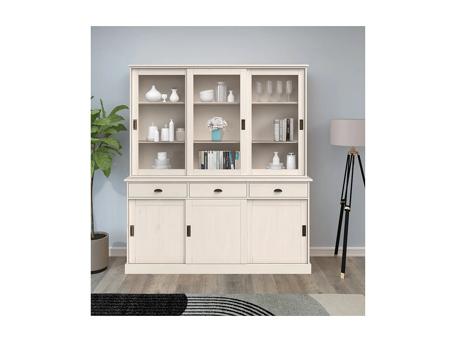 Harry | Buffet cabinet with 6 doors and 3 drawers in pine white