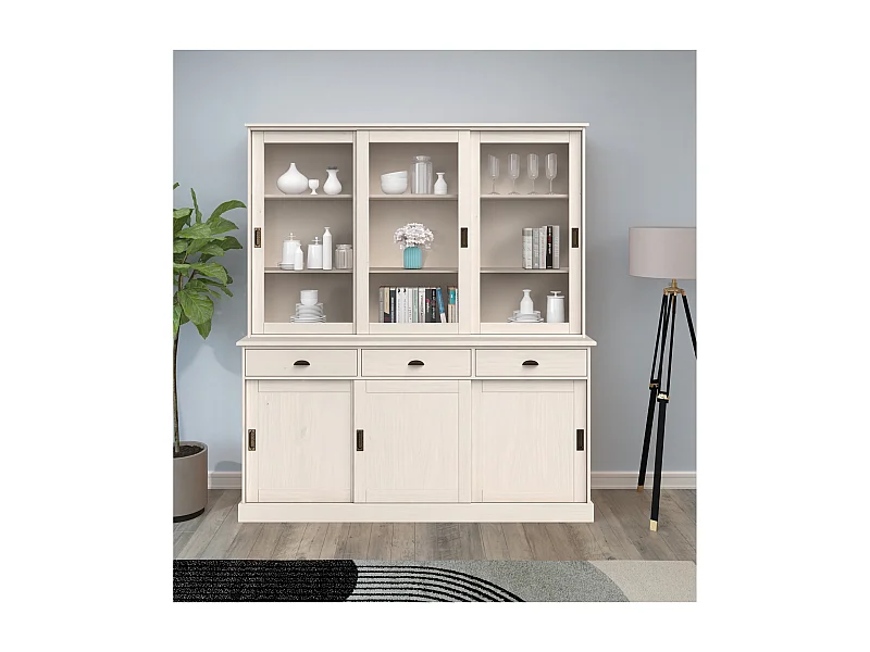 Harry | Buffet cabinet with 6 doors and 3 drawers in pine white