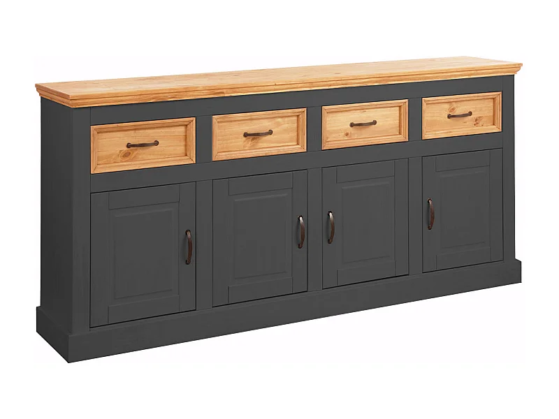 Selma | Buffet avec 4 portes et 4 tiroirs en pin anthracite