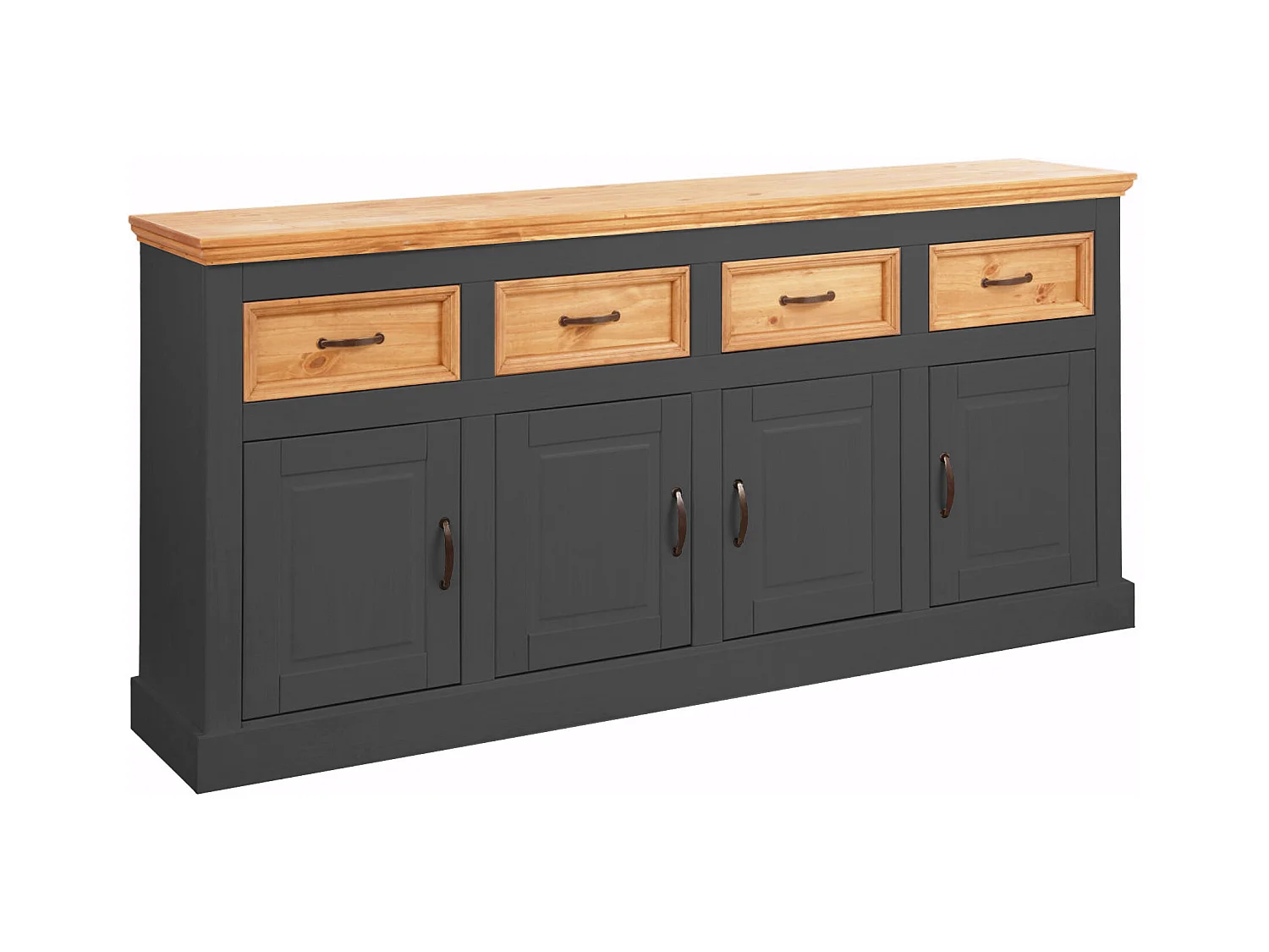 Selma | Buffet avec 4 portes et 4 tiroirs en pin anthracite