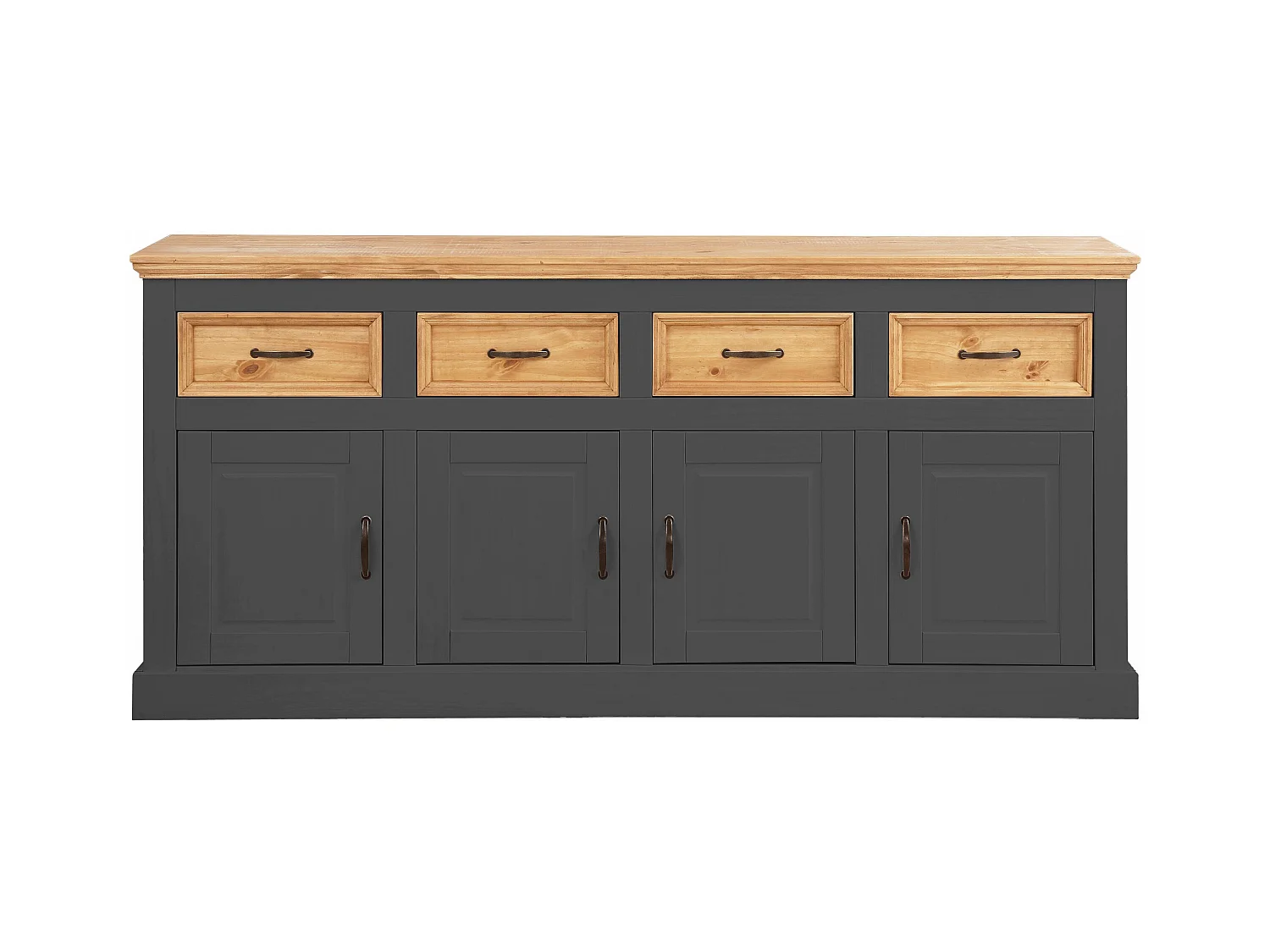 Selma | Buffet avec 4 portes et 4 tiroirs en pin anthracite