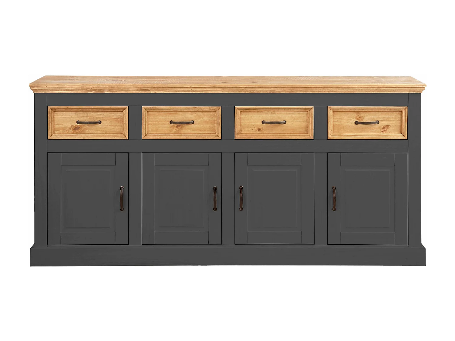 Selma | Buffet avec 4 portes et 4 tiroirs en pin anthracite