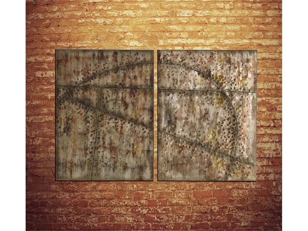 Two,  Olio su metallo   (3cm X 75cm H. 100cm)| Duzzle