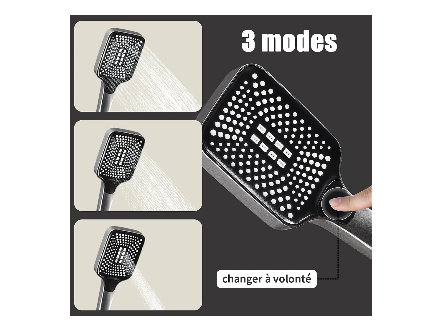 Colonne de douche - Douchette à main réglable - Robinet de Salle de Bain - 4 Fonctions - Commutation chaude et froide