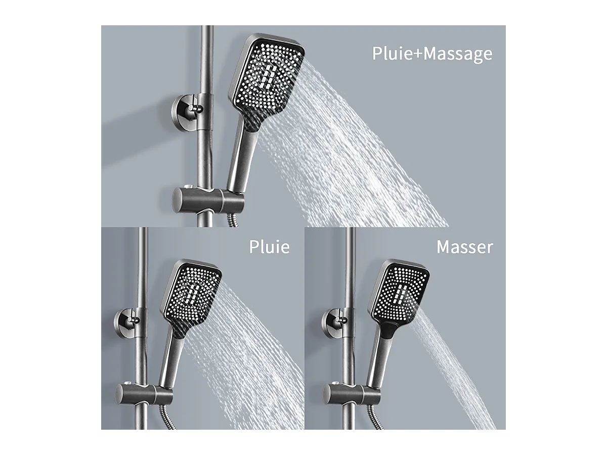 Colonne de douche - Douchette à main réglable - Robinet de Salle de Bain - 4 Fonctions - Commutation chaude et froide
