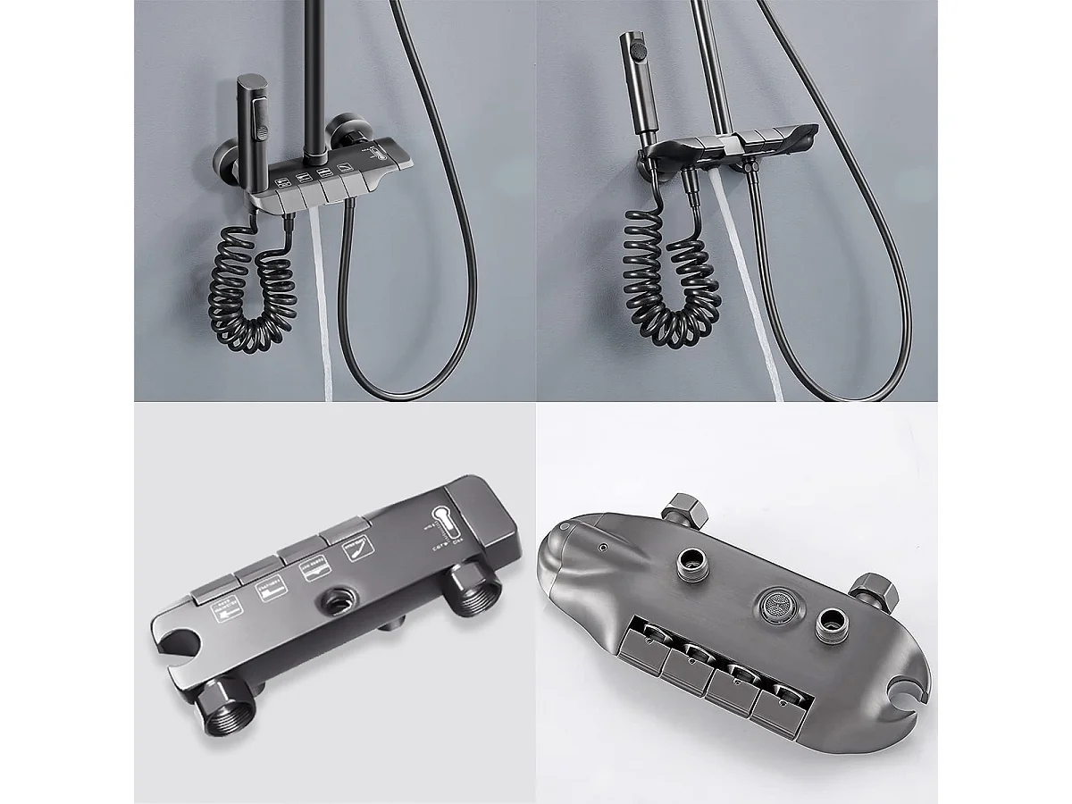 Colonne de douche - Douchette à main réglable - Robinet de Salle de Bain - 4 Fonctions - Commutation chaude et froide