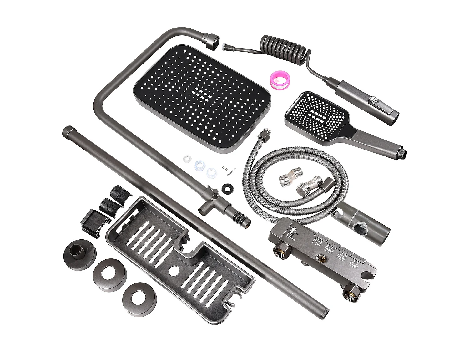 Colonne de douche - Douchette à main réglable - Robinet de Salle de Bain - 4 Fonctions - Commutation chaude et froide