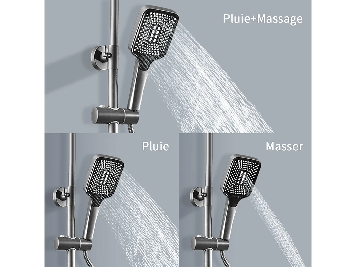 Colonne de douche - Douchette à main réglable - Robinet de Salle de Bain - 4 Fonctions - Commutation chaude et froide