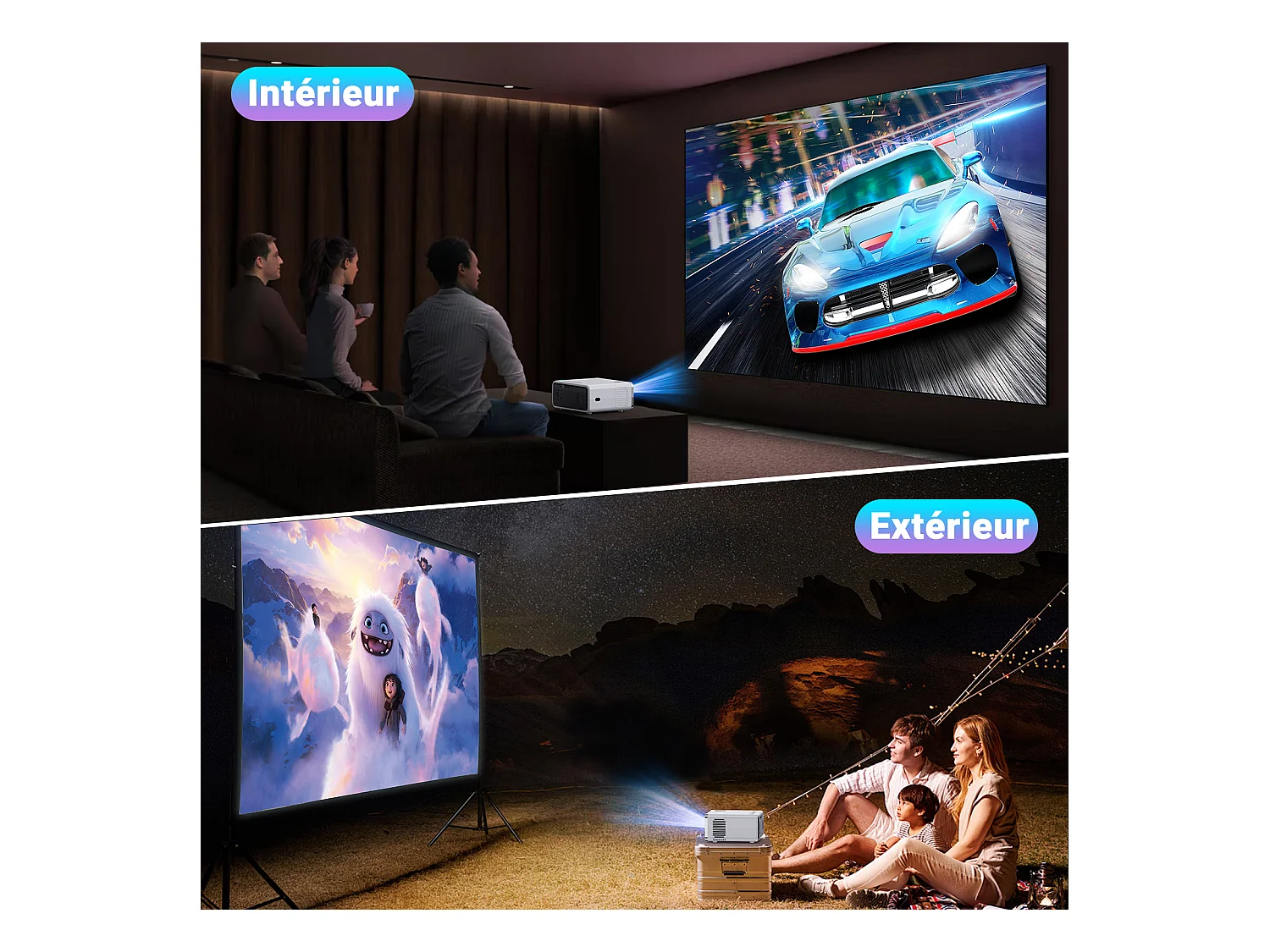 Videoprojecteur Portable 5G WiFi Bluetooth, Mini Projecteur 4k 1080P Full HD, Video Projecteur Compatible Android/iOS/TV