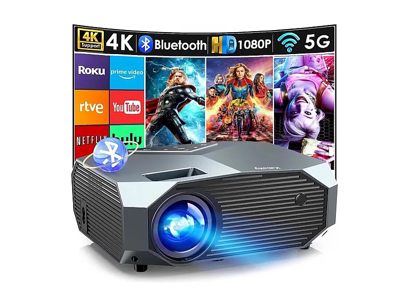 Videoprojecteur Wifi Bluetooth 4K,25000 Lumens,Full HD Native 1080P,WiFi Bluetooth5.1 Vidéoprojecteur,Home Cinéma