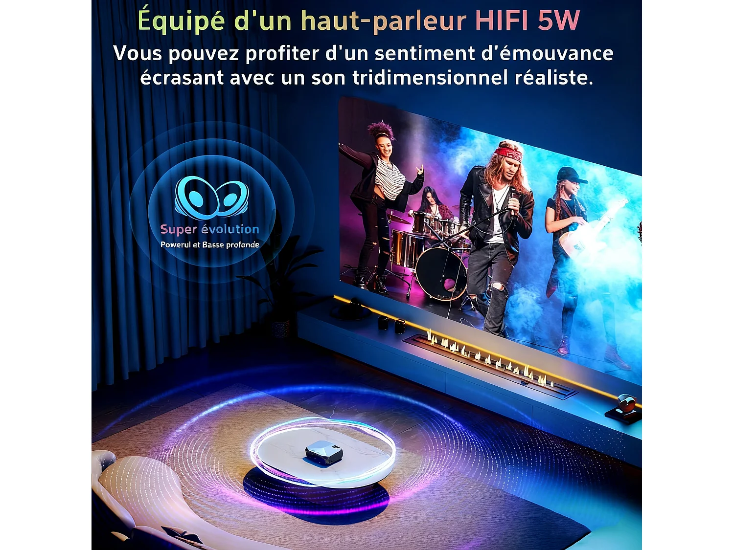 Videoprojecteur Wifi Bluetooth 4K,25000 Lumens,Full HD Native 1080P,WiFi Bluetooth5.1 Vidéoprojecteur,Home Cinéma