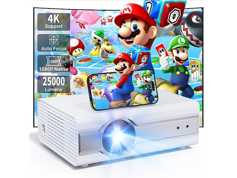 Videoprojecteur【Auto Focus】-  Rétroprojecteur 4K Supporté - 35000 Lumen HD - WiFi 5G+2.4G - Screencasting iOS/Android/Windows