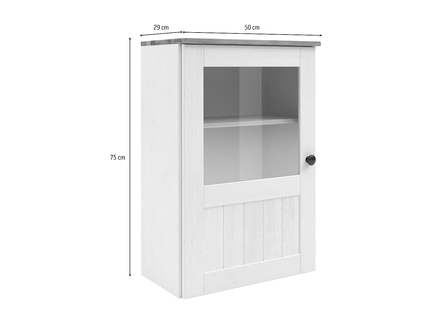 Alby II | Armoire murale avec 1 porte vitrée en gris sapin
