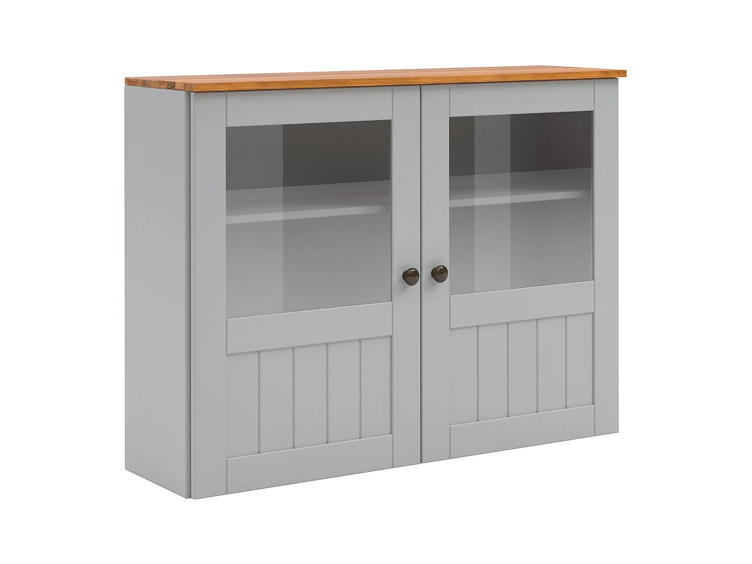 Alby II | Armario de pared con 2 puertas de cristal en gris pino