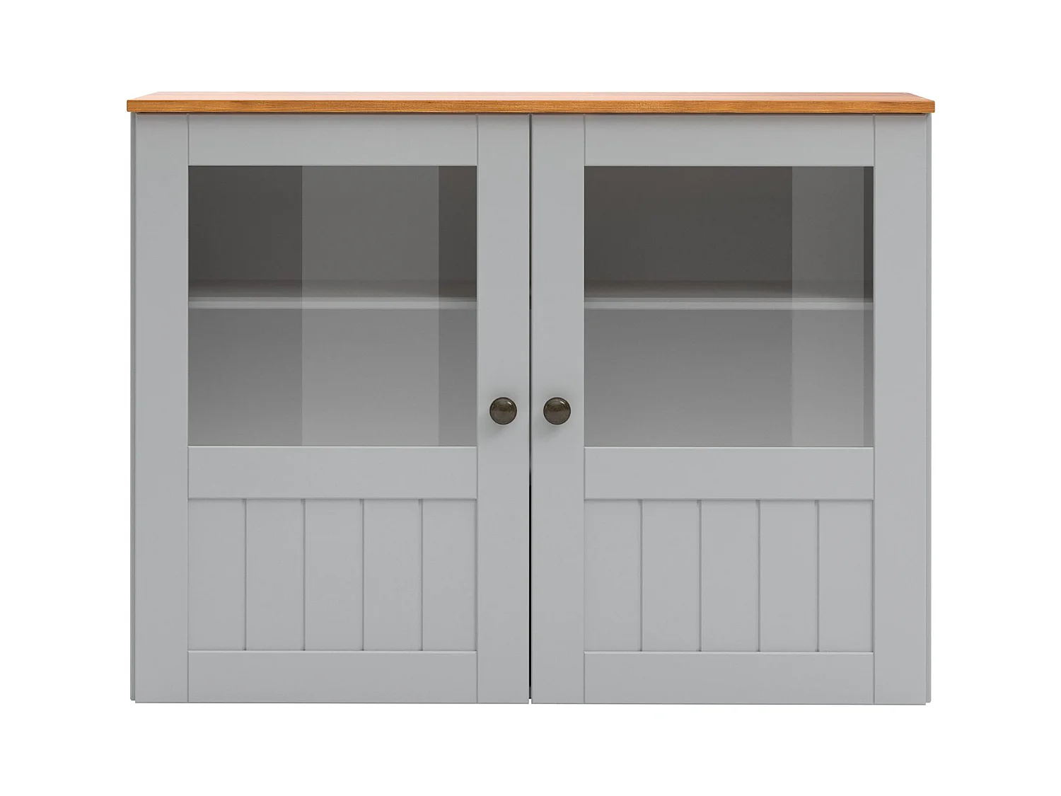 Alby II | Armario de pared con 2 puertas de cristal en gris pino