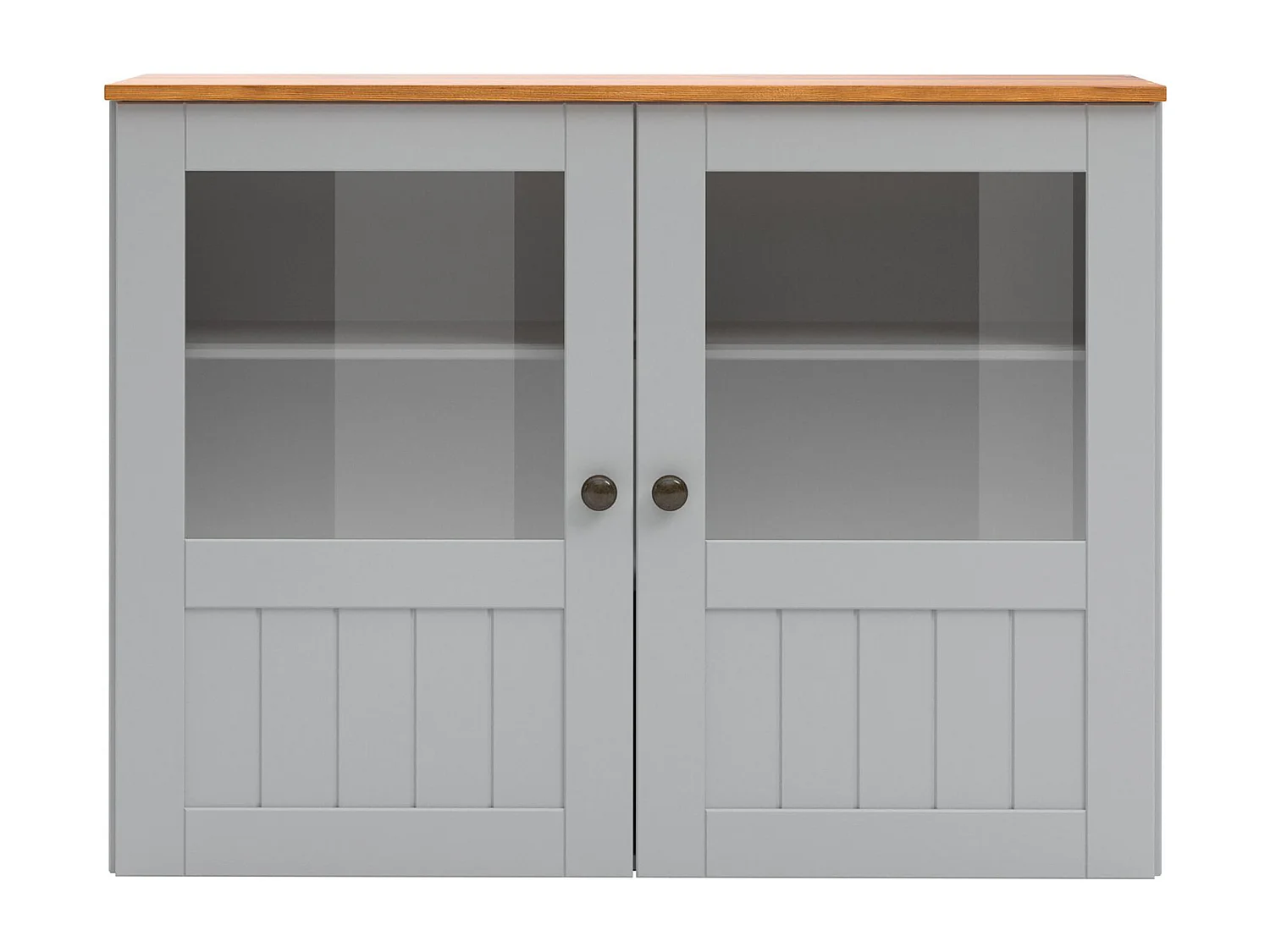 Alby II | Armoire murale avec 2 portes vitrées en gris sapin