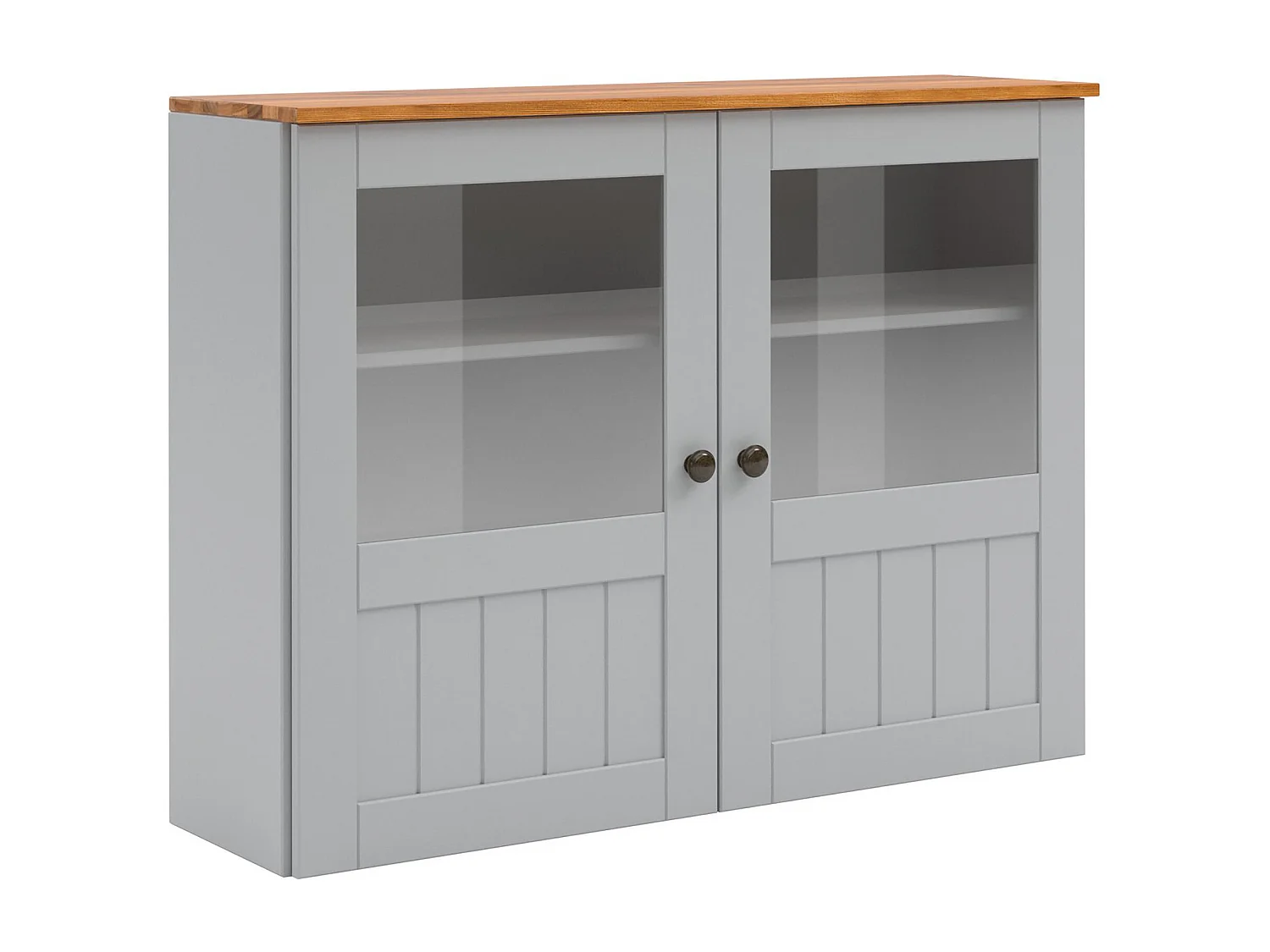 Alby II | Armoire murale avec 2 portes vitrées en gris sapin