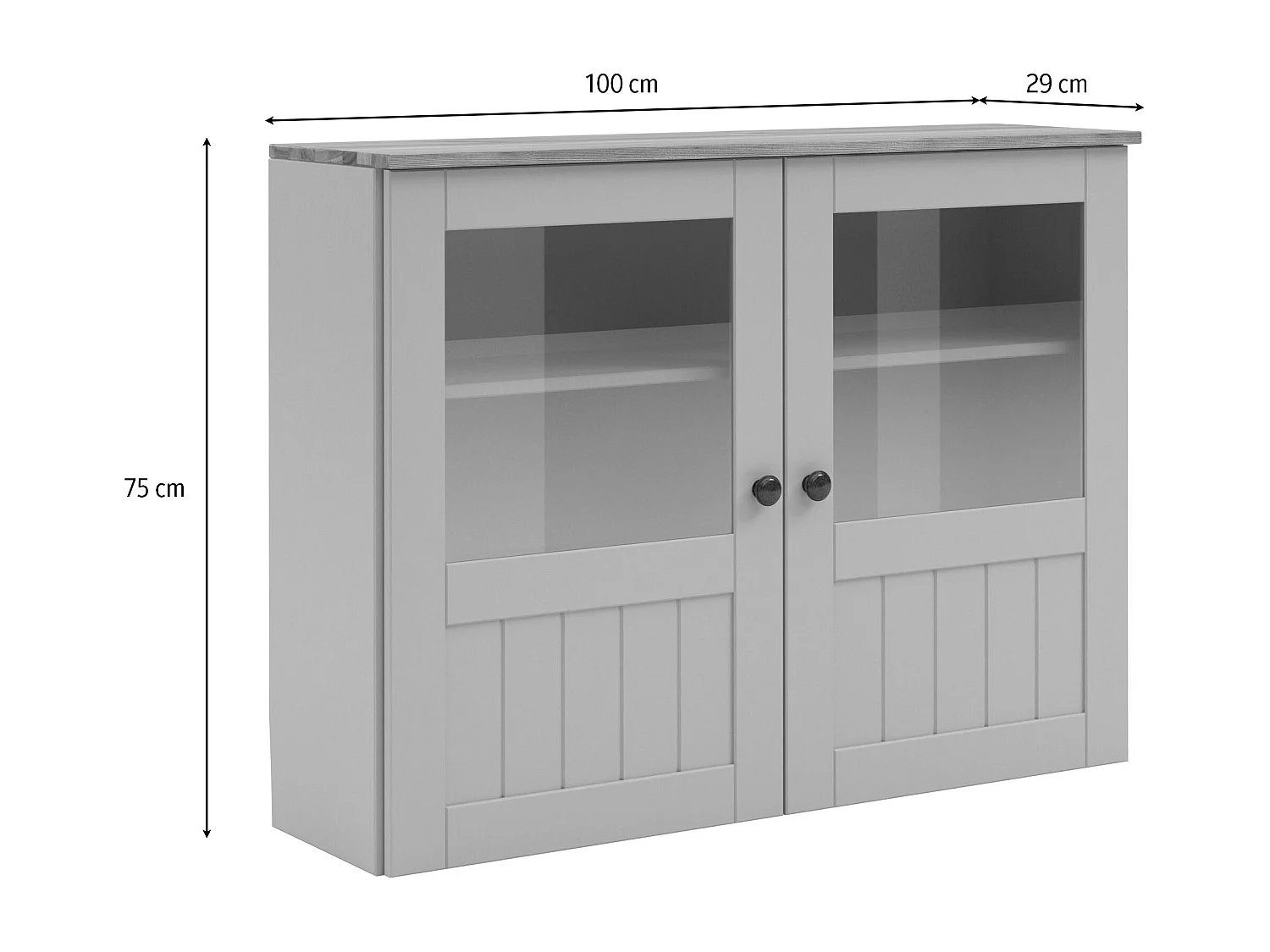 Alby II | Armoire murale avec 2 portes vitrées en gris sapin