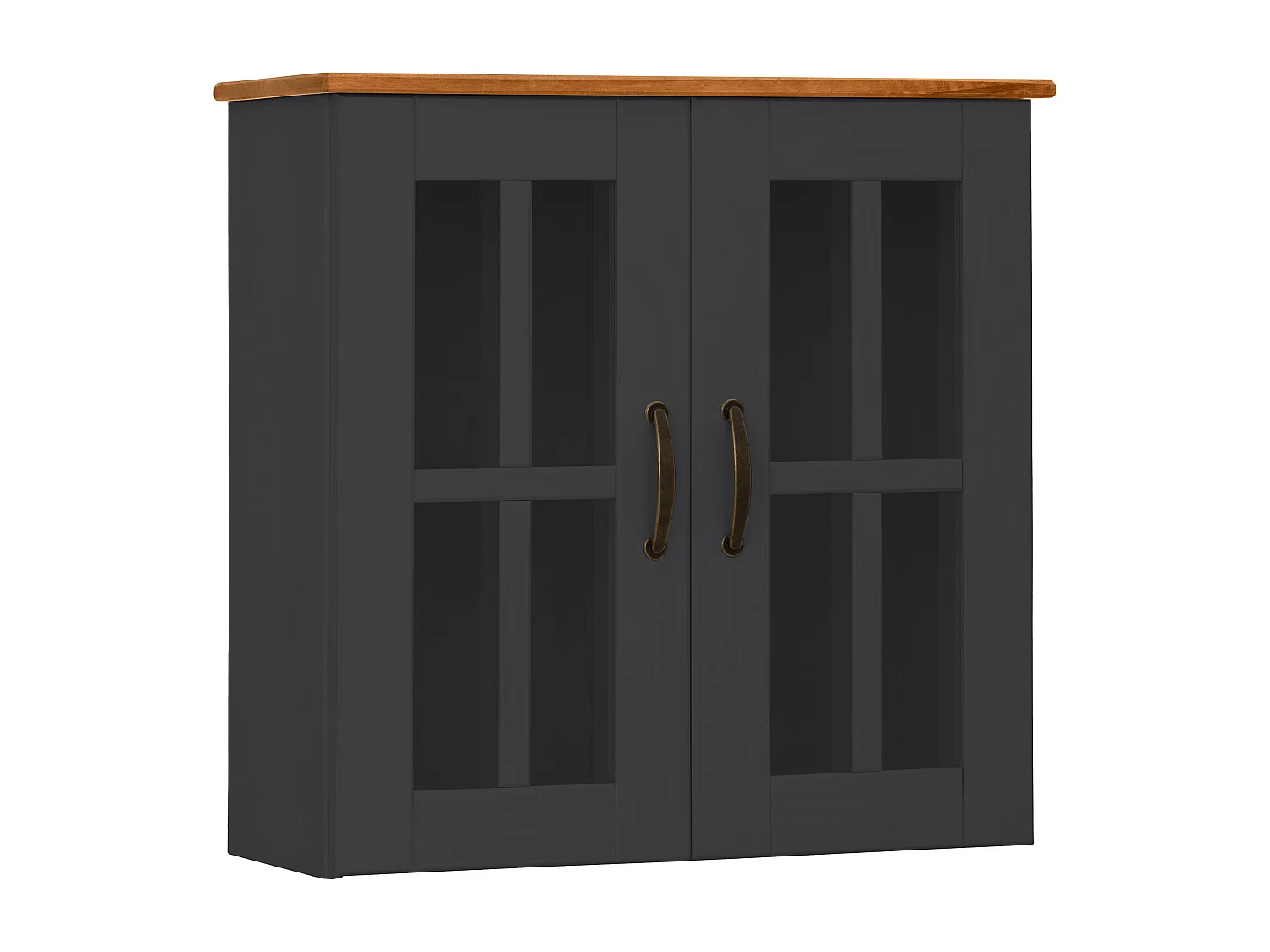 Alby | Armoire murale avec 2 portes vitrées en pin anthracite