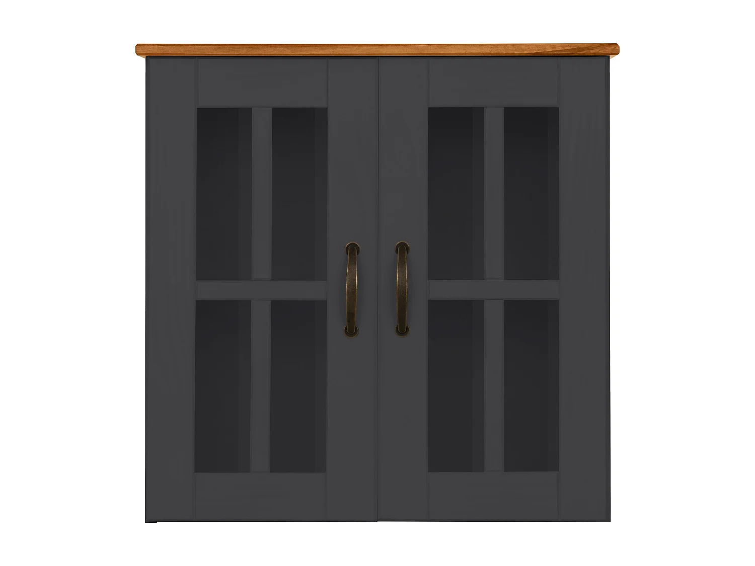 Alby | Armoire murale avec 2 portes vitrées en pin anthracite