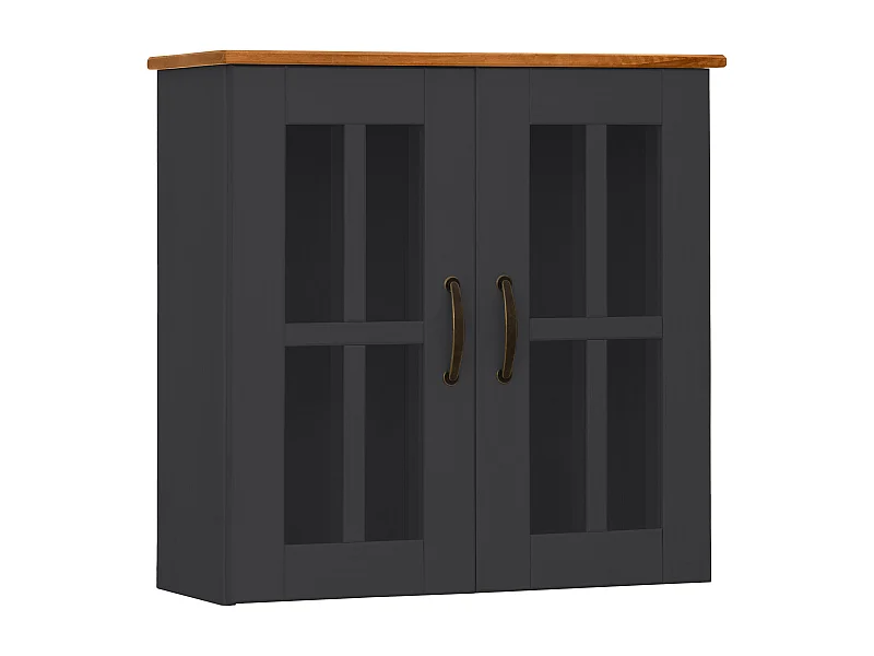 Alby | Armoire murale avec 2 portes vitrées en pin anthracite