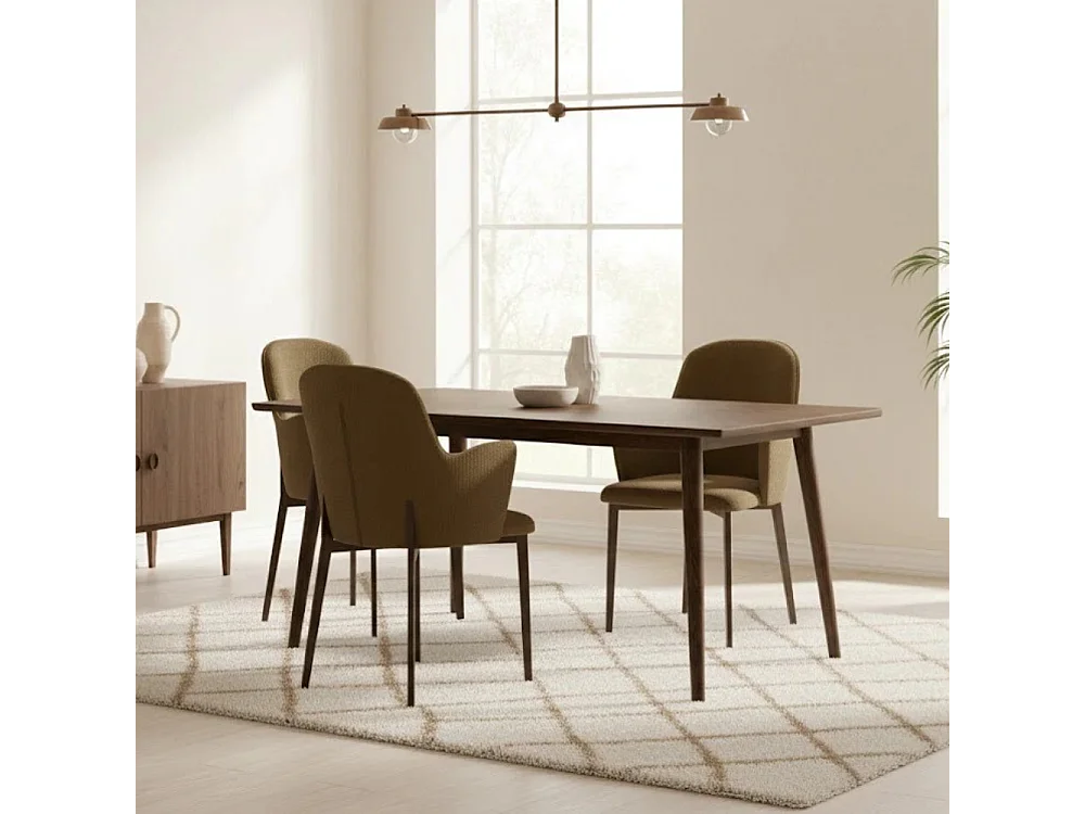 Hug, Set di 4 Sedia in tessuto easy-clean con gambe in metallo verniciato (53.5cm X 62.5cm H. 80cm)