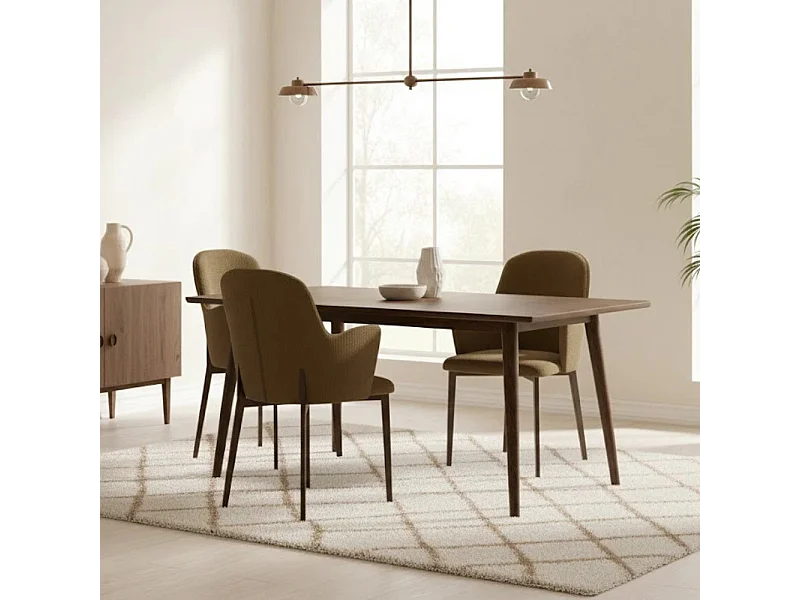 Hug, Set di 4 Sedia in tessuto easy-clean con gambe in metallo verniciato (53.5cm X 62.5cm H. 80cm)