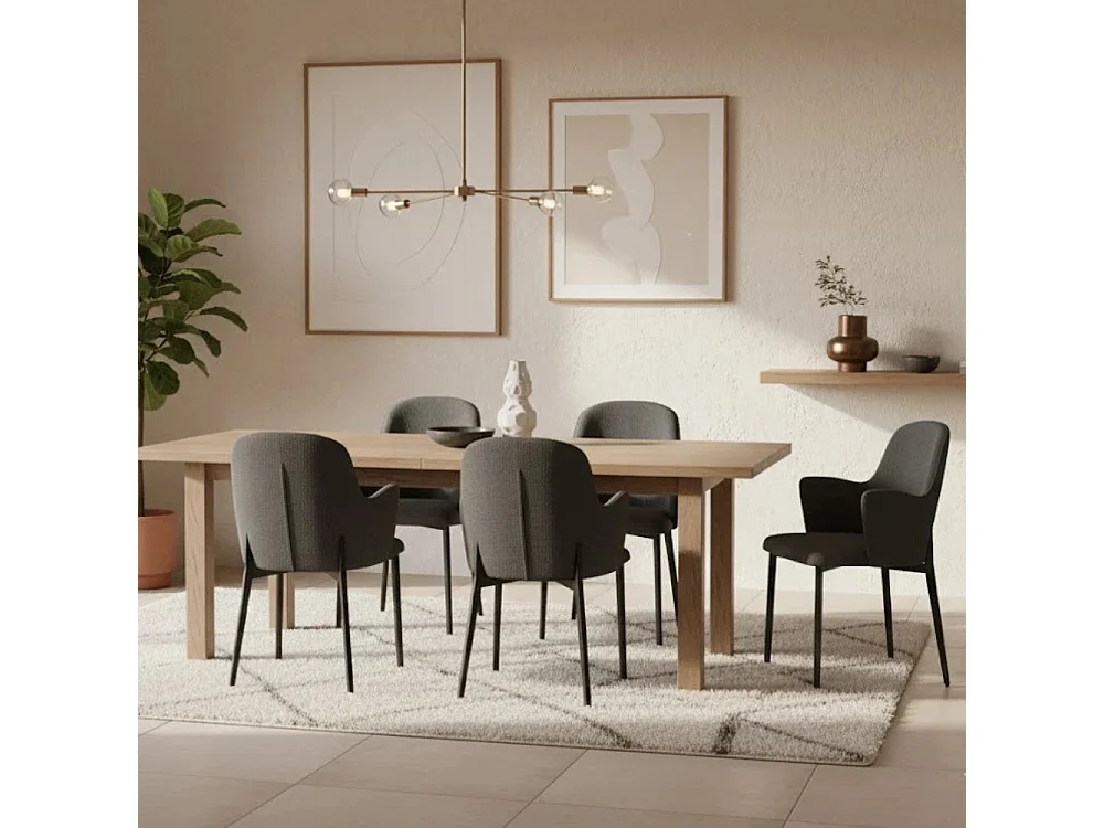 Flow, Set di 4 Sedia in tessuto easy-clean con gambe in metallo verniciato (53.5cm X 62.5cm H. 80cm)| Duzzle