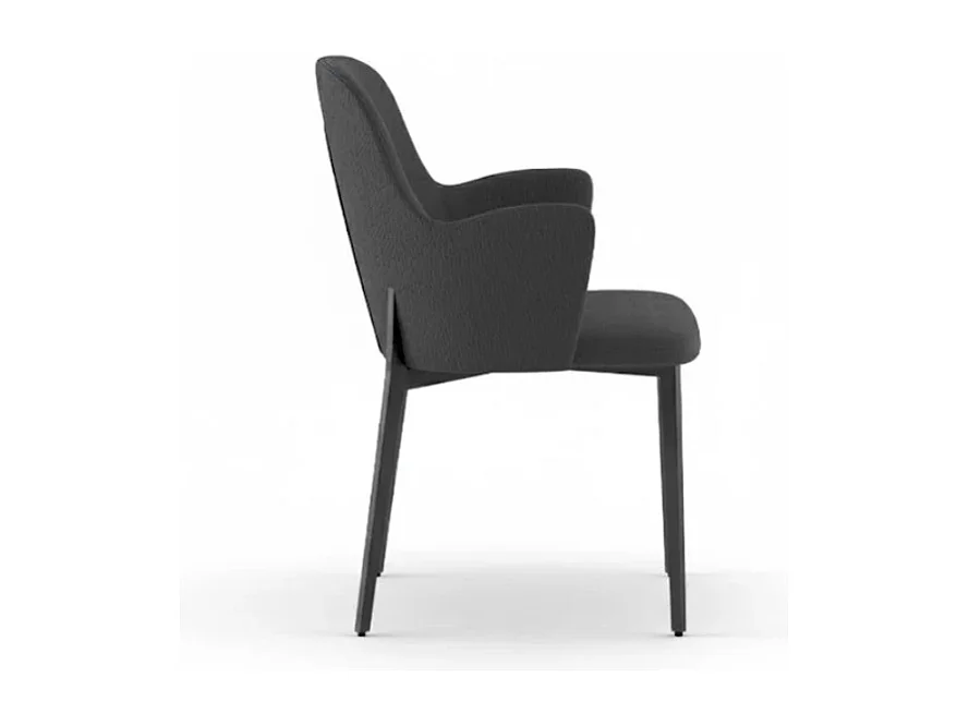 Flow, Set di 4 Sedia in tessuto easy-clean con gambe in metallo verniciato (53.5cm X 62.5cm H. 80cm)| Duzzle