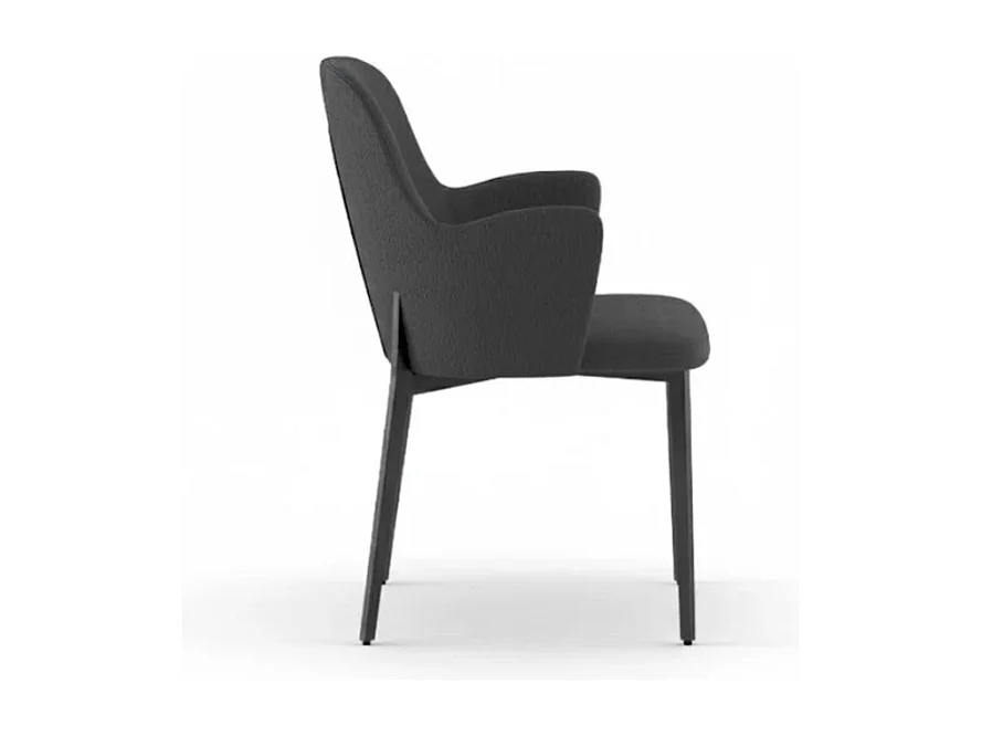 Flow, Set di 4 Sedia in tessuto easy-clean con gambe in metallo verniciato (53.5cm X 62.5cm H. 80cm)| Duzzle