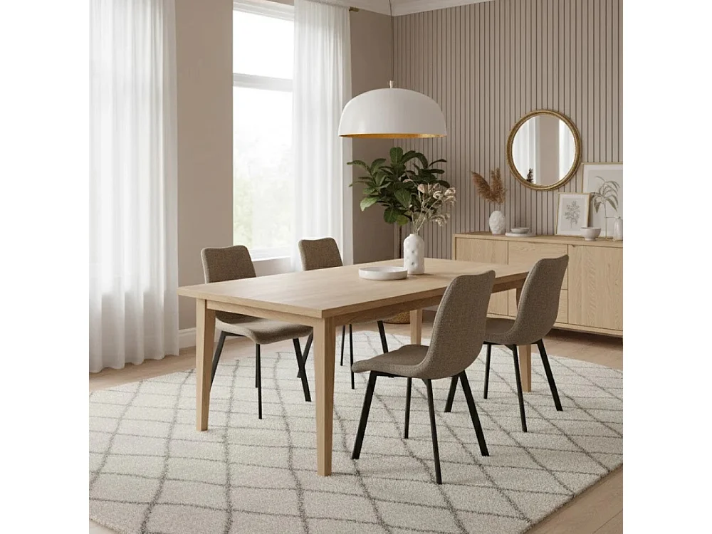 Set de 4 sillas tapizadas de diseño moderno en tela easy-clean Grace - Beige