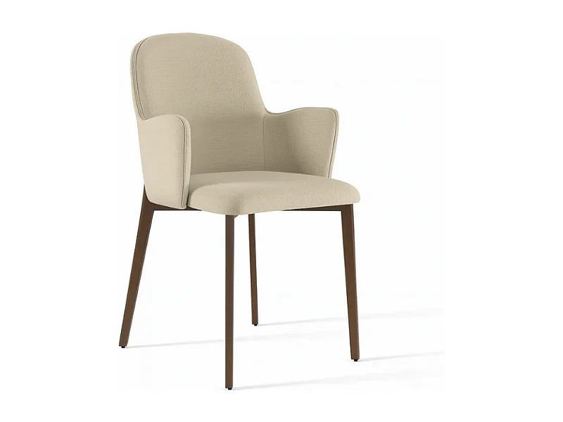 Hug, Set di 4 Sedia in tessuto easy-clean con gambe in metallo verniciato (53.5cm X 62.5cm H. 80cm)| Duzzle