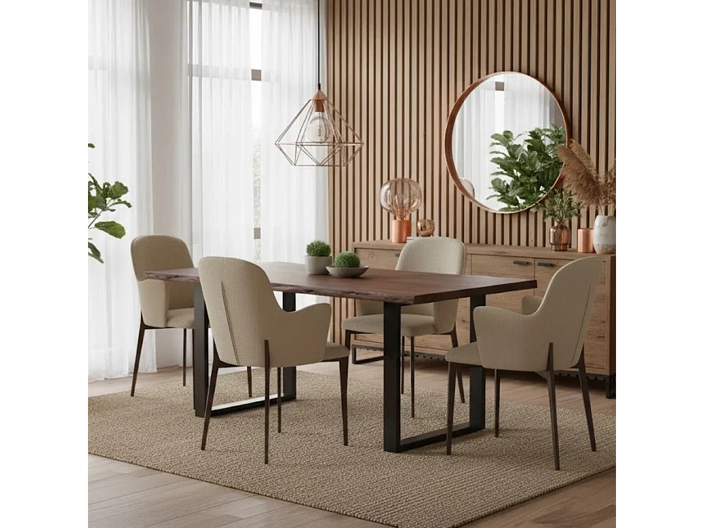 Hug, Set di 4 Sedia in tessuto easy-clean con gambe in metallo verniciato (53.5cm X 62.5cm H. 80cm)| Duzzle